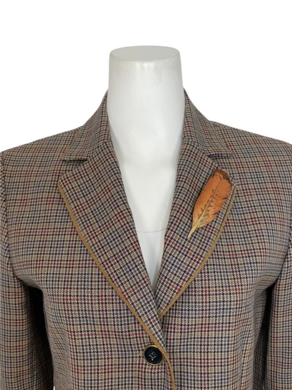 Pendleton Wool Plaid Blazer Jacket 6 Feather Pin Heritage - Picture 11 of 15